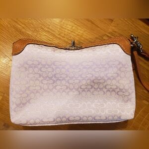 Coach Signature Turnlock Large Pink Wristlet